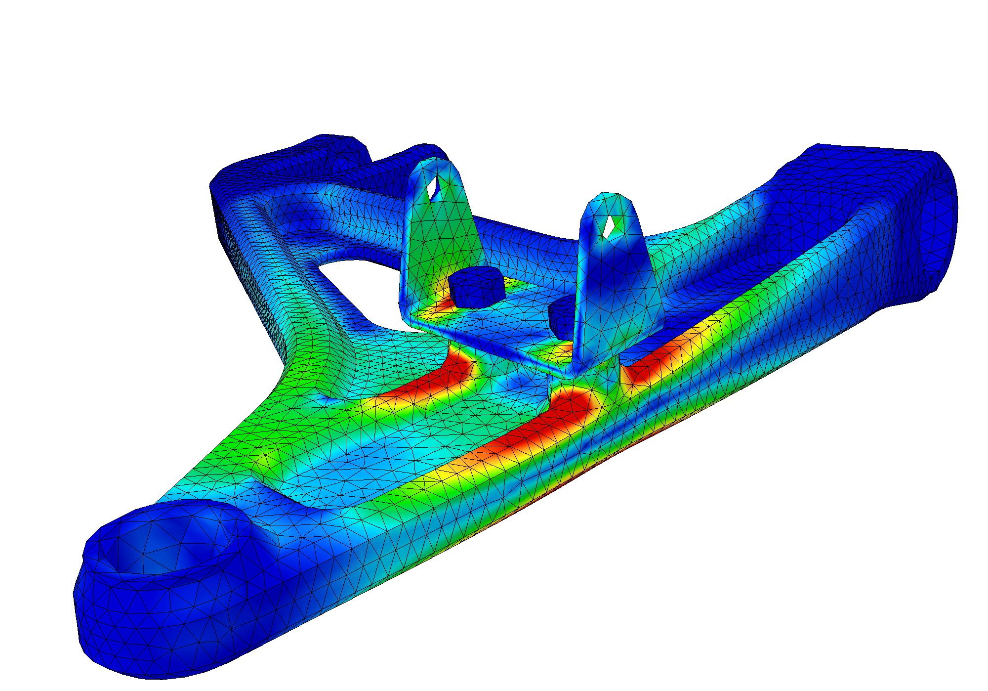 SIMULIA sample of static analysis for a control arm stress